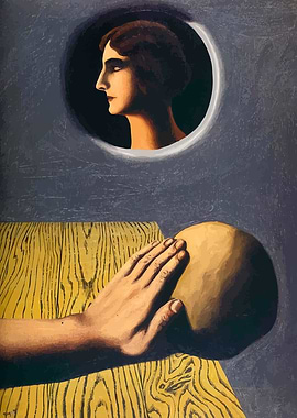 Rene Magritte, Painting of Woman, Hand, and Sphere