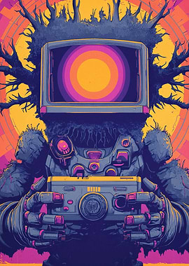 Retro TV Head Robot Photographer