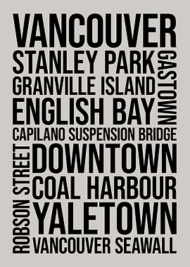 Vancouver Typography Word Art