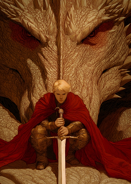 Boy with Sword and Dragon