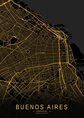 Golden Buenos Aires City Map