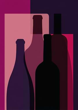 Abstract Wine Bottles Art