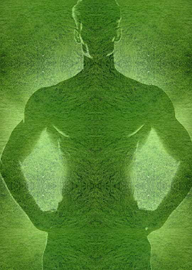 Green Silhouette of a Muscular Man