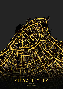 Golden Kuwait City Map