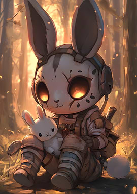 Armored Bunny with Plush Toy