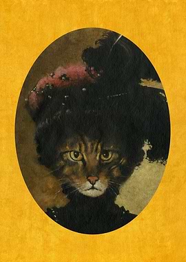 Glamorous Edwardian Lady Cat On Gold