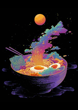 Colorful Ramen Bowl Moon
