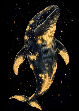 Celestial Whale in Starry Night