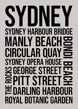 Sydney Typography Word Art