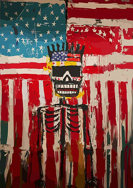 American Flag Skeleton Art