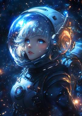 Anime Girl Astronaut in Space