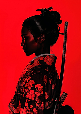 Samurai Woman in Red