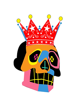 Colorful Skull with Crown Illustration