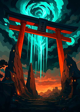 Torii Gate with Celestial Light
