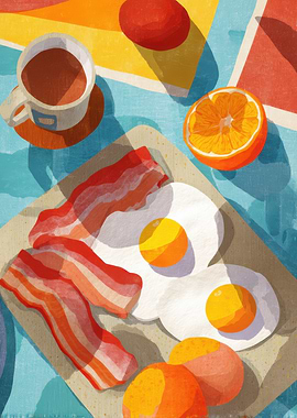 Breakfast Still Life with Bacon and Eggs