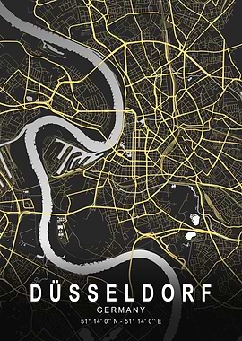 Düsseldorf Silver Map Art