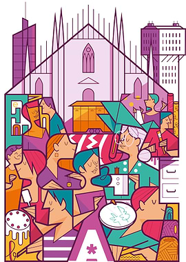 Milan Cityscape with People and Activities