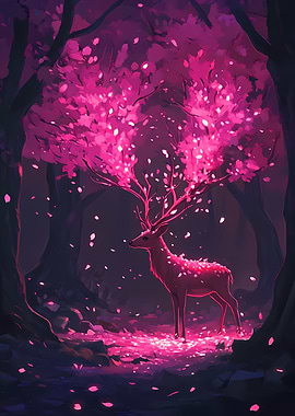 Deer with Cherry Blossom Antlers