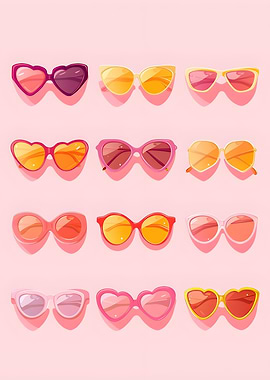 Sunglasses Collection on Pink Background