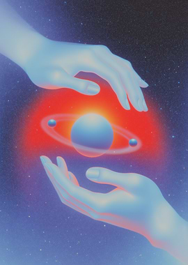 Hands Holding Planet In Space