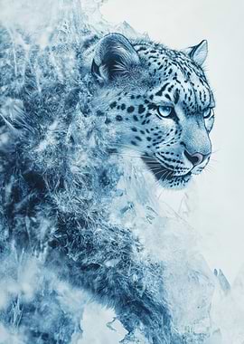 Icy Snow Leopard Portrait