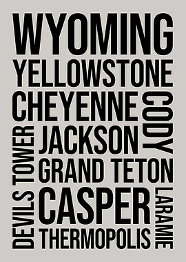 Wyoming Word Art Typography