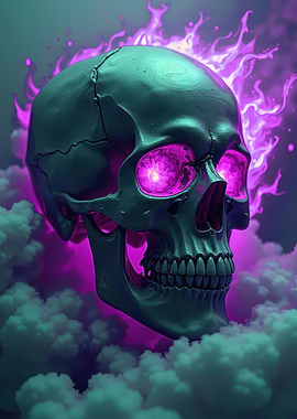 Skull with Purple Flames and Eyes V10