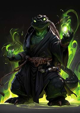 Turtle Wizard with Green Magic