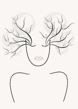 Minimalist Woman with Floral Hair