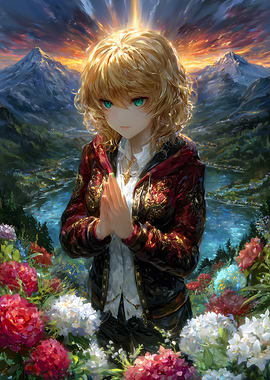 Anime Girl in Mountain Landscape