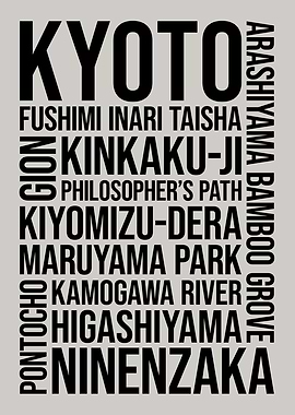 Kyoto Landmarks Typography Word Art