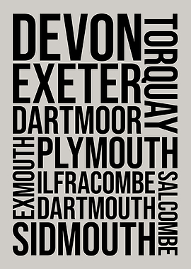 Devon, England Typography Art