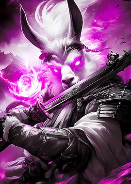 Llama Samurai Glowing Eyes Animal