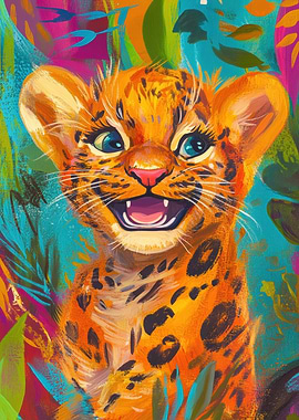 Cute Leopard Cub Painting