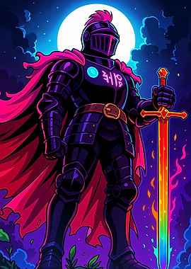 Neon Knight with Rainbow Sword