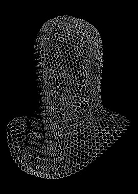 Chainmail Coif on Black Background