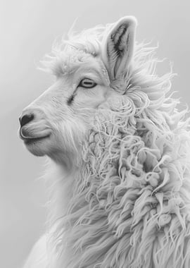 Monochrome Llama Portrait
