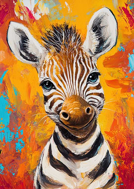 Colorful Zebra Portrait