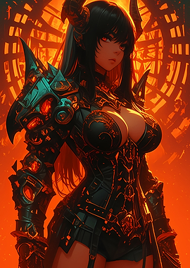 Anime Demon Girl in Armor Gaming