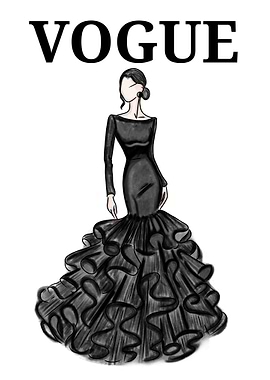 Vogue Fashion Illustration Black Dress