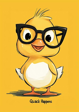Cute Duckling with Glasses Illustration