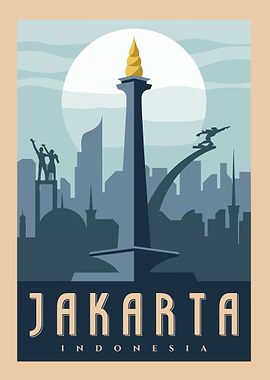 Jakarta Indonesia Travel Poster