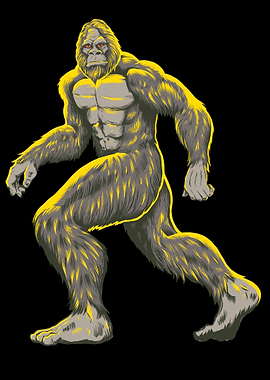 Bigfoot Illustration on Black Background