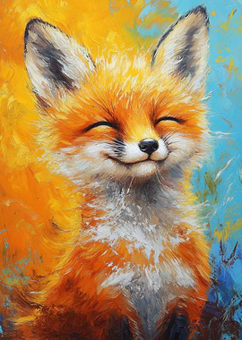Smiling Fox Portrait Painting