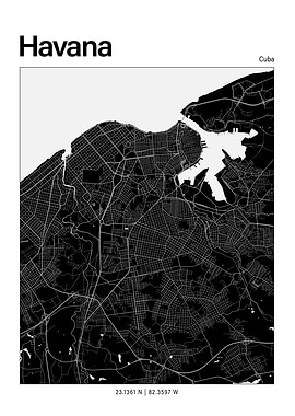 Havana Black and White Map