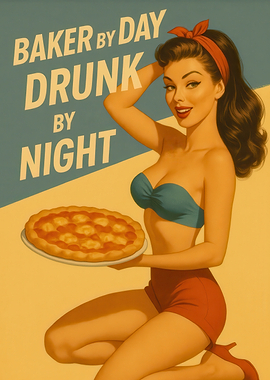 Baker by Day, Drunk by Night Kitchen Poster