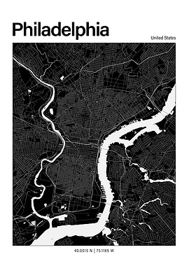 Philadelphia Black and White Map