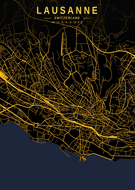 Lausanne Golden City Map
