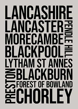Lancashire Typography Word Art