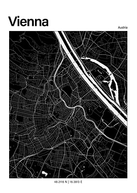 Vienna Black and White Map